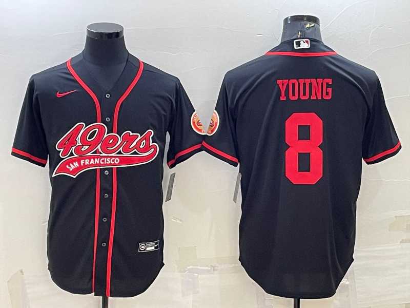 Men's San Francisco 49ers #8 Steve Young Black With Patch Cool Base Stitched Baseball Jersey,We sell and wholesale Men's San Francisco 49ers #8 Steve Young Black With Patch Cool Base Stitched Baseball Jersey on line form chian!